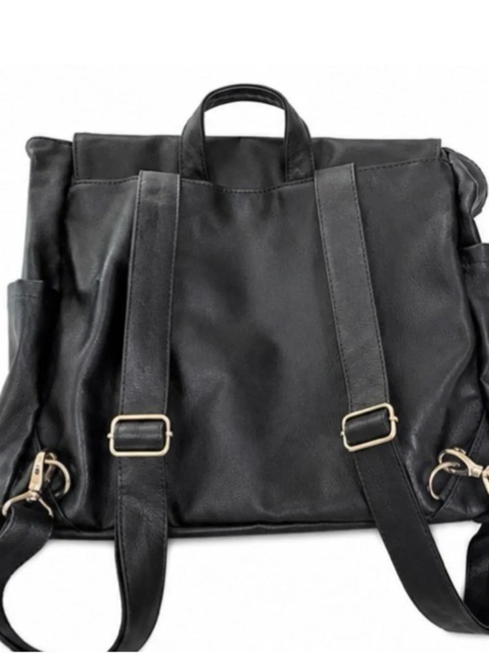 thirty-one Black Leather Laptop Backpack with Gold-Tone Accents